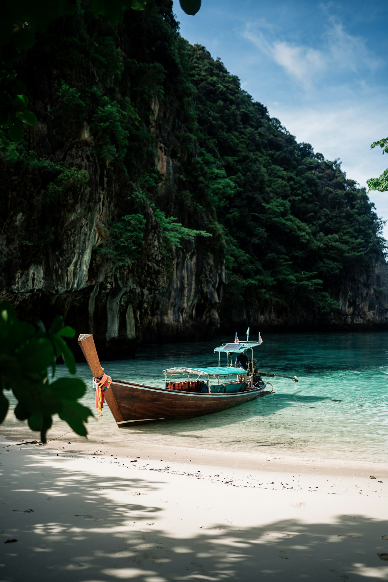 Longtail boat on a Thai island beach